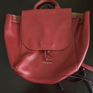 Coach Red Leather Backpack